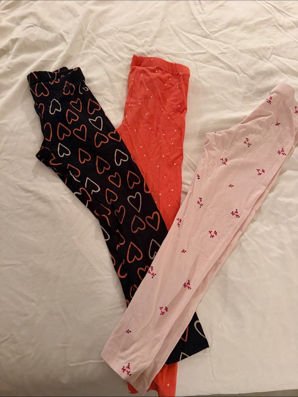 Cat & Jack Girls' Heart, Coral Dot & Light Pink Floral Leggings Set